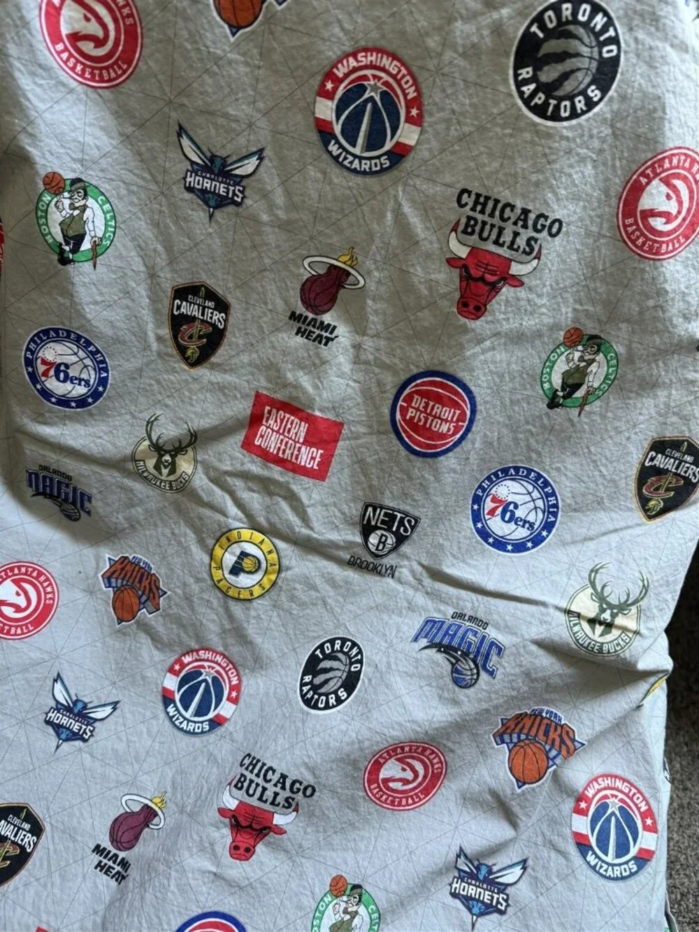 Pottery Barn Teen Nba Basketball Eastern Conference Logos Full Flat Sheet